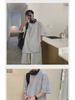 Hong Kong Style Waffle Men's Short-Sleeved Sports Casual Set: Loose T-Shirt and Trendy Shorts 2023.