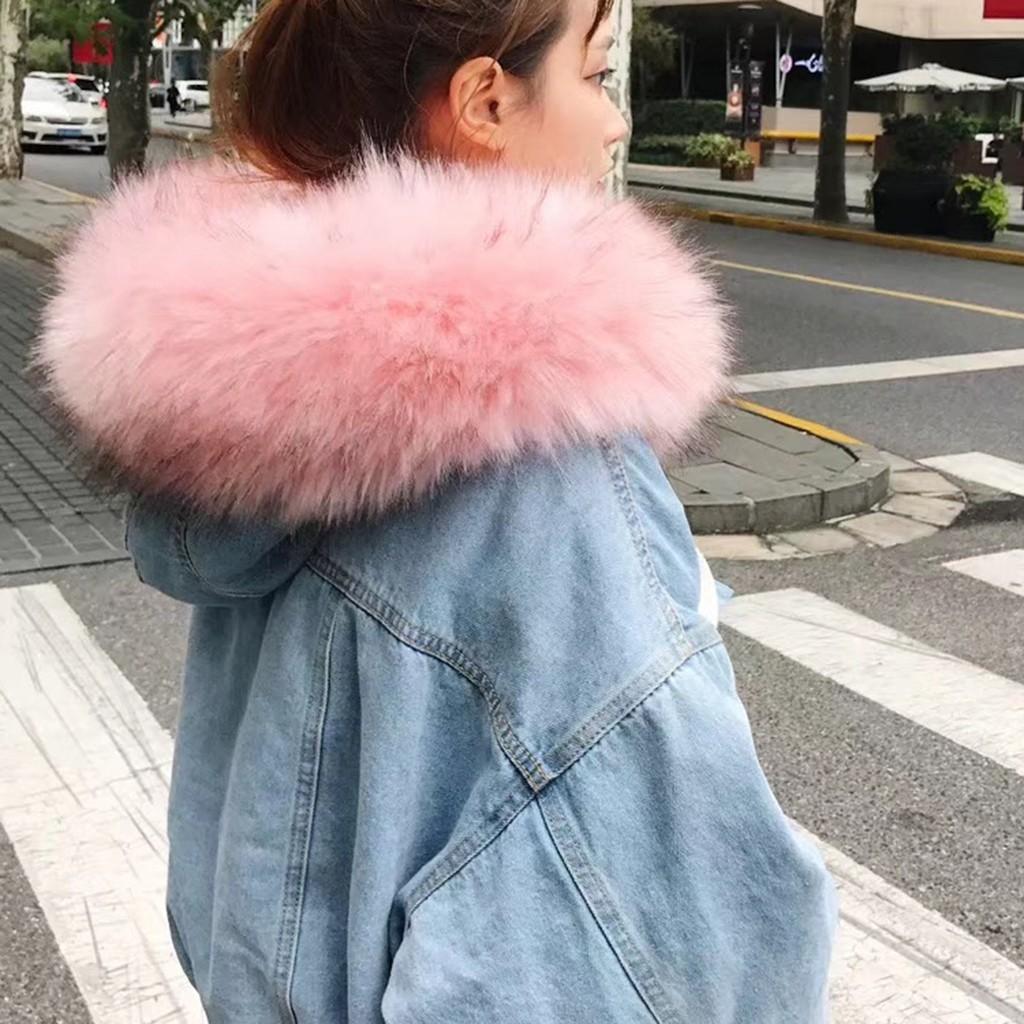 Women Warm Denim Short Coat Collar Jacket Slim Winter Hooded Outwear Coats