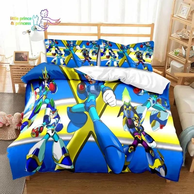 Game Gamer Megaman X Bedding Set Single Twin Full Queen King Size Bed Set Adult Kid Bedroom Bedding Gift