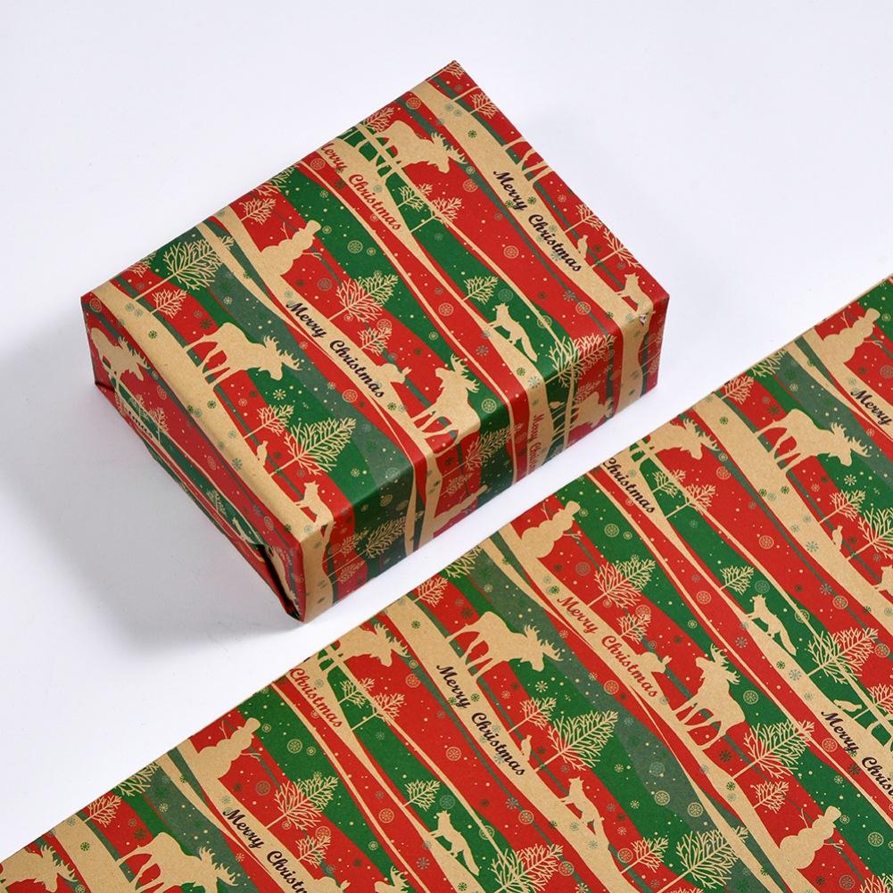 Christmas Gift Wrapping Paper Flower Bouquet Packing Kraft Paper DIY Crafts Paper Christmas New Year Party Packaging Decoration