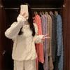 Women's Coral Fleece Jacquard Pajama Set - Warm, Fleece-Lined, Autumn/Winter, Couple Casual Homewear