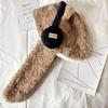 Women's Bear Earphones Hat: Warm Hooded Scarf with Plush Ear and Neck Protection for Autumn/Winter