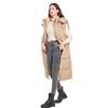 Womens Long Puffer Vest Over-Knee Warm Hooded Sleeveless Coat With Drawstring Waist