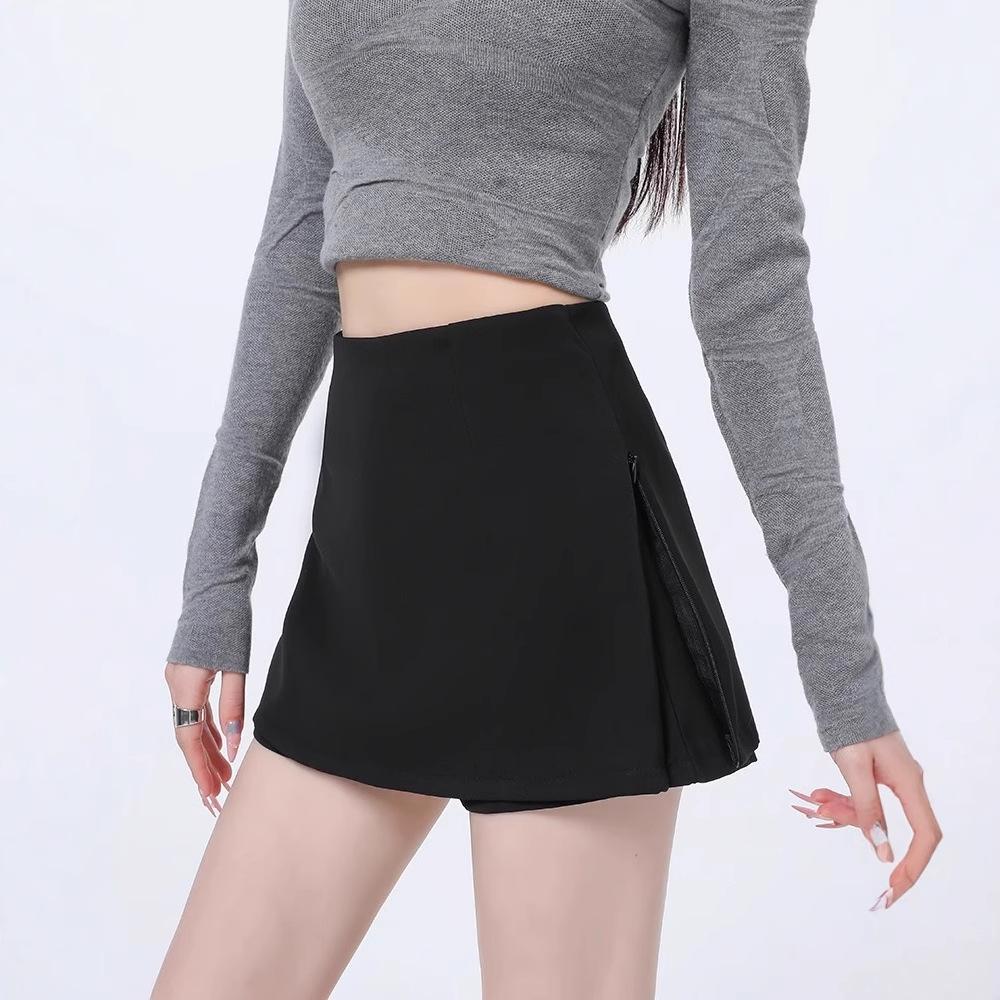 2025 Women's High Waist Black Bodycon Midi Skirt with Side Slit – Spring/Summer Hot Style Suit Shorts