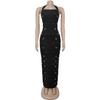 C7480 Fashion Women's Halter Rhinestone Beaded Bodycon Dress - Europe & America Style