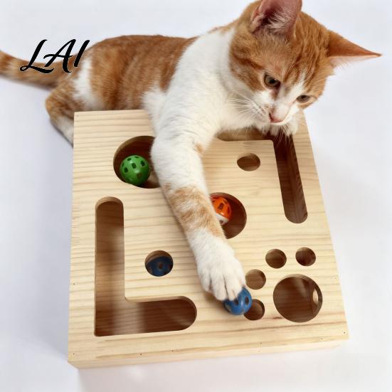 Katzen Nagelpflege Spielzeug Feilenbox Holz Anreicherung Box Puzzle Spielzeug Interaktiver Kratzbaum Mentale Stimulation Enthält Schleifpapier für die Pflege von Hauskatzen