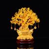 Small Citrine Money Tree Figurine: Lucky Tree Home Decor with Golden Ingots for Wine and TV Cabinets.