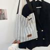 Stylish White Striped Nylon Tote Bag For Women With Large Capacity Ideal For Commuting