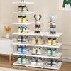 1PC 6 Tier Foldable Shoe Box Clear Stackable Shoe Organizer Dustproof Collapsible Shoes Storage Cabinet for Closet Entryway