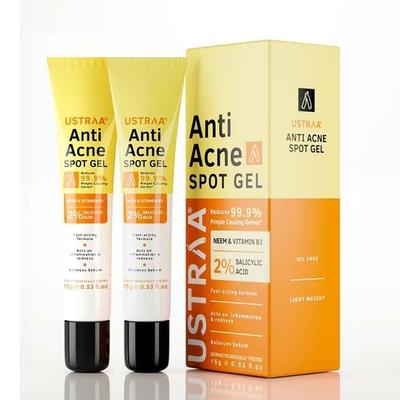 Gel Anti-Acne Spot - 15 ml (Conjunto de 2) | Reduz 99,9% dos germes causadores de espinhas | 2% de ácido salicílico - remove pele morta e limpa os poros