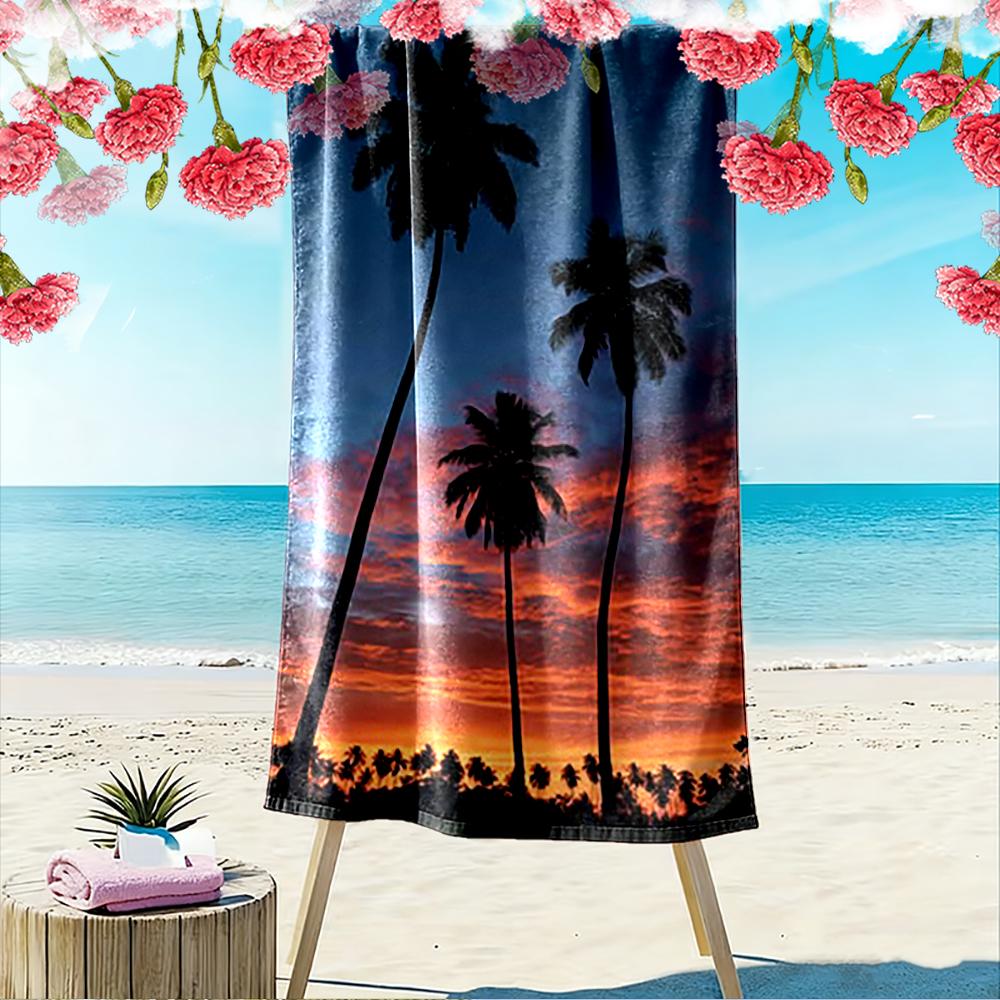 Sunset Palm Trees Tropical Landscape Beach Towel Quick-drying for Travel Outdoor Sports Jogging Beach and Swimming
