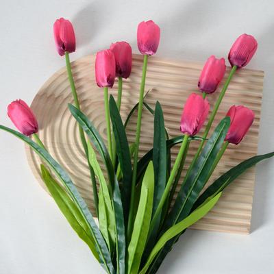 Kunstbloemen 3-Koppige Zijden Tulp Boeket met Buigbare IJzerdraad Steel Nep Bloemenarrangement Bruiloft Decoraties Fotografie Props