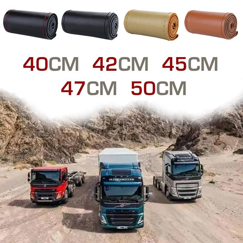 

Universal Car Steering Wheel Braid Cover Extra Large 40 42 45 47 50CM Artificial leather Soft Non-slip Auto Interior Accessories Black-Black-40CM