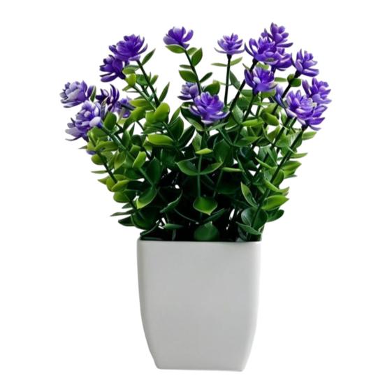 Simulated Potted Plants Mini Eucalyptus And Camellia Buds Potted Plant Maintenance-Free Fake Plants фиолетовый
