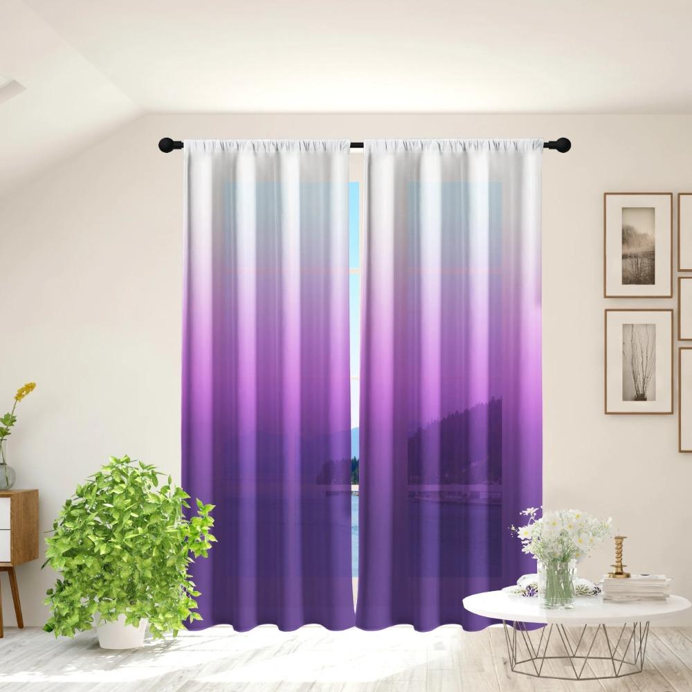 2pcs Gradient Color Simple Style Rod Pocket Curtain, Window Treatment For Living Room Bedroom Dorm Room Decor Home Decor