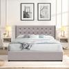 Lit coffre - KING OF DREAMS - 160x200 cm - Tête de lit capitonnée - Montage rapide - Gris