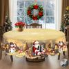 Weihnachts-Vintage-Bauernhaus-Tischdecke mit Weihnachtsmann-, Rentier- & Weihnachtsbaum-Aufdrucken. Rechteckige & runde Größen für Weihnachts-/Neujahrspartys, Küche, Innenbereich &
