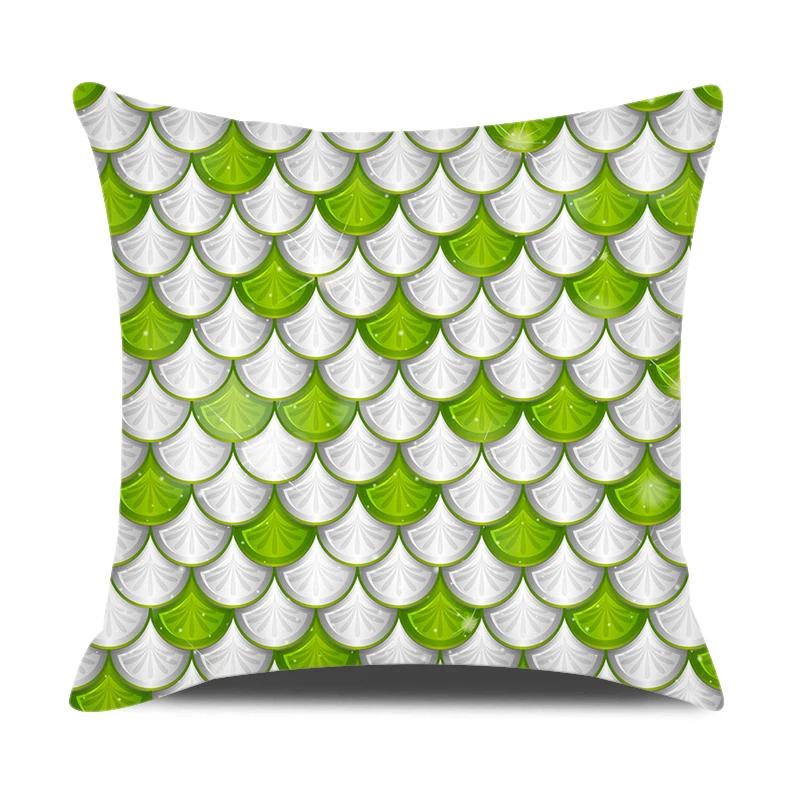 Mermaid Themed Party Decorations Cushion Cover Colorful Fish Scales Square Pillow Covers Home Decor Throw Pillow Case for Couch
