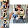 Cute Police Bear Plush Keychain With Metal And Gold Keyring For Daily Use