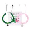 2pcs Magic Stick Hat Crown Matching Bracelets for Women Sweet Pink Green Bead Handmade Stretch Bracelet BFF Jewelry Gifts