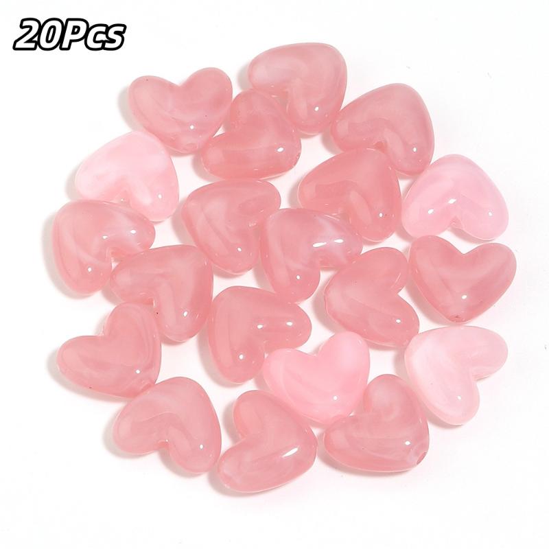 20Pcs Imitation Stone Heart Shape Acrylic Beads Dual Color Loose Bead For Jewelry Making Diy Charms Bracelet Necklace Accessorie