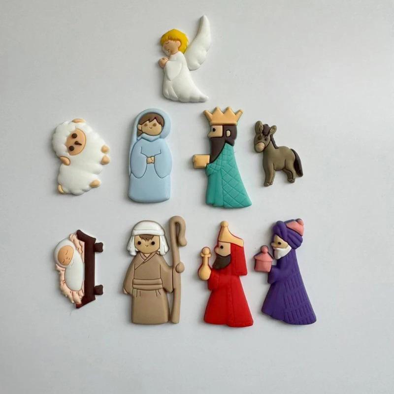 9 Stück/Set Jesus Kühlschrankmagnete DIY Zubehör Weihnachten Kühlschrankaufkleber PVC Dekorieren Sie Ihren Kühlschrank Oder Handyhülle Ohne Magnet