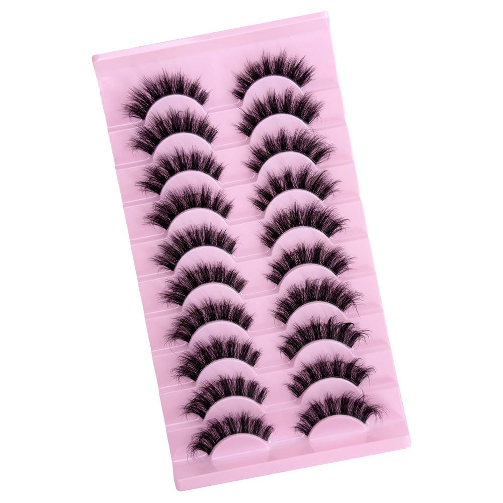 10 pairs of fox eyelashes, natural simulation, dense curled long, whole false eyelashes