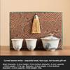 Hand Painted Ceramic Gongfu Tea Gaiwan Stack Carving Wave Design Covered Bowl for Chinese Tea Ceremony