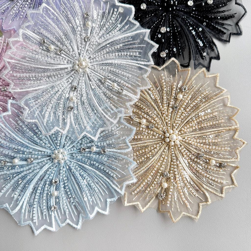 Exquisite Multi-Color Handmade Beaded Rhinestone Embroidered Flower Dress Top Bag Decorative Cloth Sticker Accessories