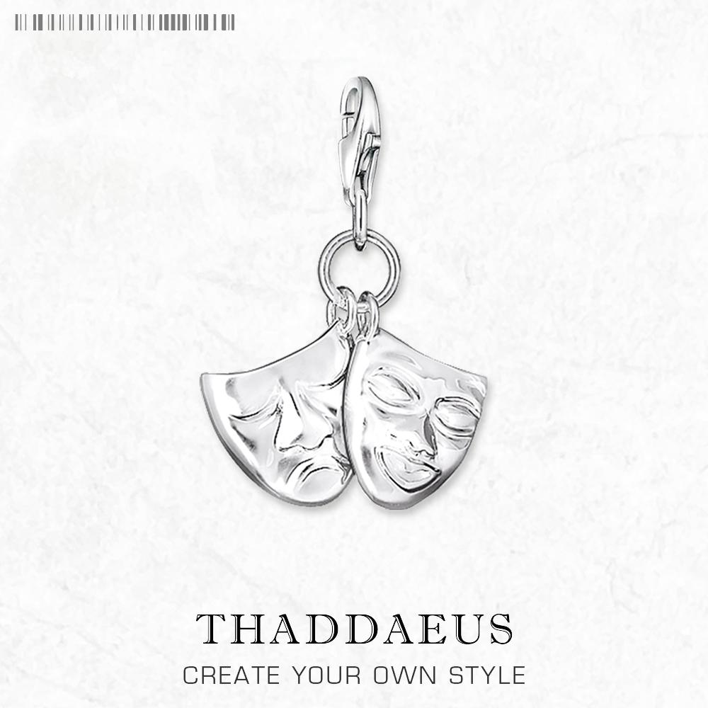 

Theatre Masks Charms Pendant Spring New European Style 925 Silver Vintage Fashion Jewelry Club for Women & Men