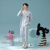 Men's Antibacterial Cotton Pajamas – Long Sleeve, Autumn, Stretchable Cat Design
