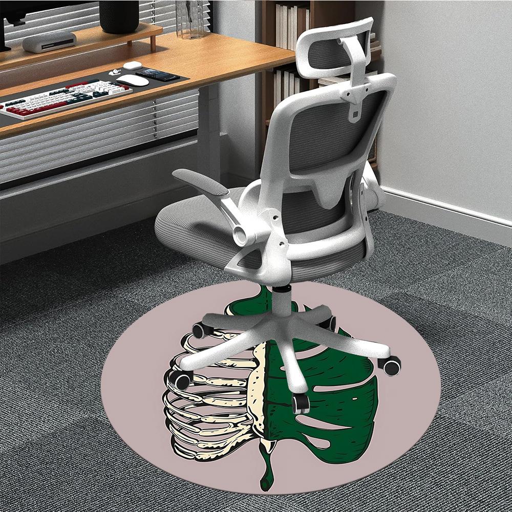 

1pc Ribs Leaf Office Round Area Rug, Under Office Chairs Bedroom Living Room Home Decor, Room Deco 80cm