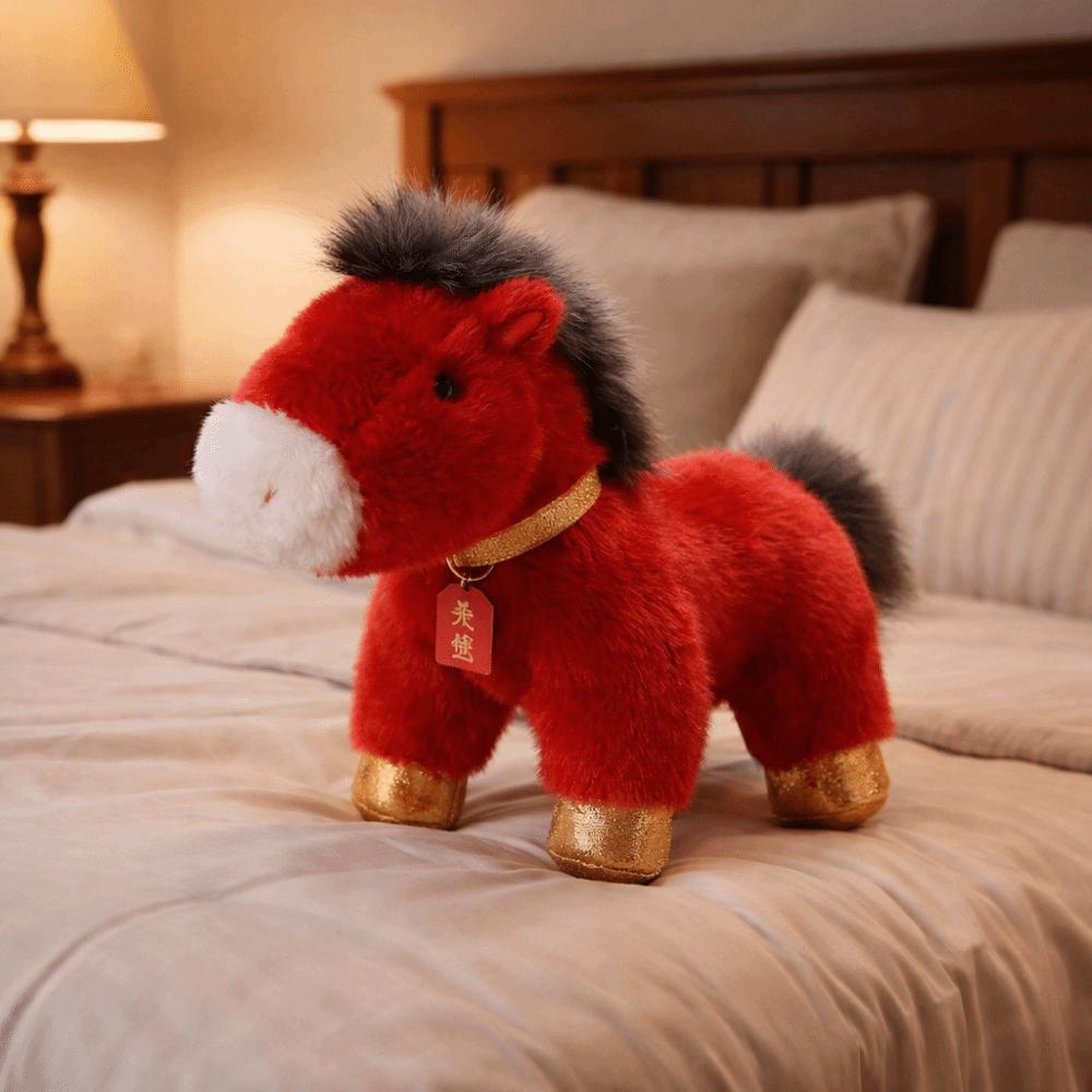 Soft Stuffed Horse Doll 25cm Zodiac Pony Figurine Good Luck Horse Plush Doll Home