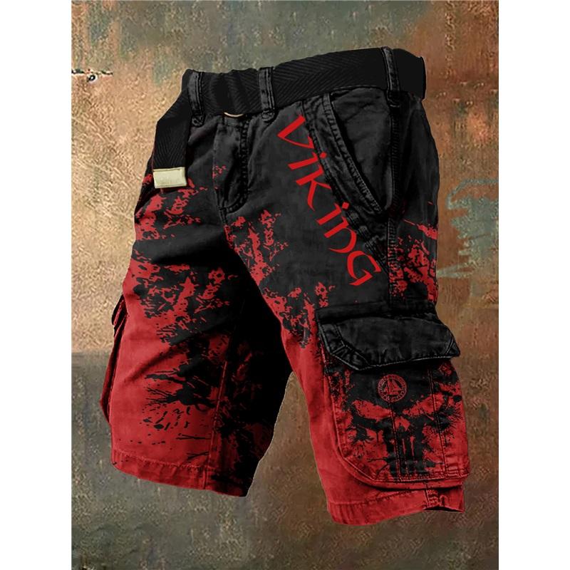 Men's Summer New Style European And American Style Halloween 3D Digital Printing Exaggerated Shorts Zipper Strange Pants