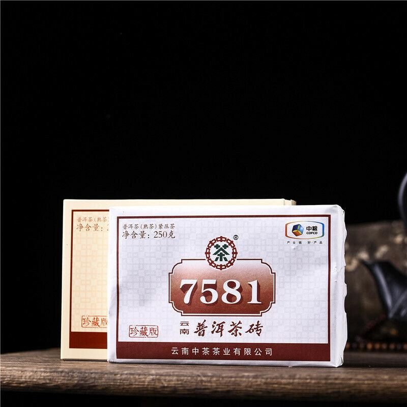 ZHONGCHA COFCO Classic Puer 7581 Ripe Puerh Brick Shu Cooked Pu'er Brick 250g