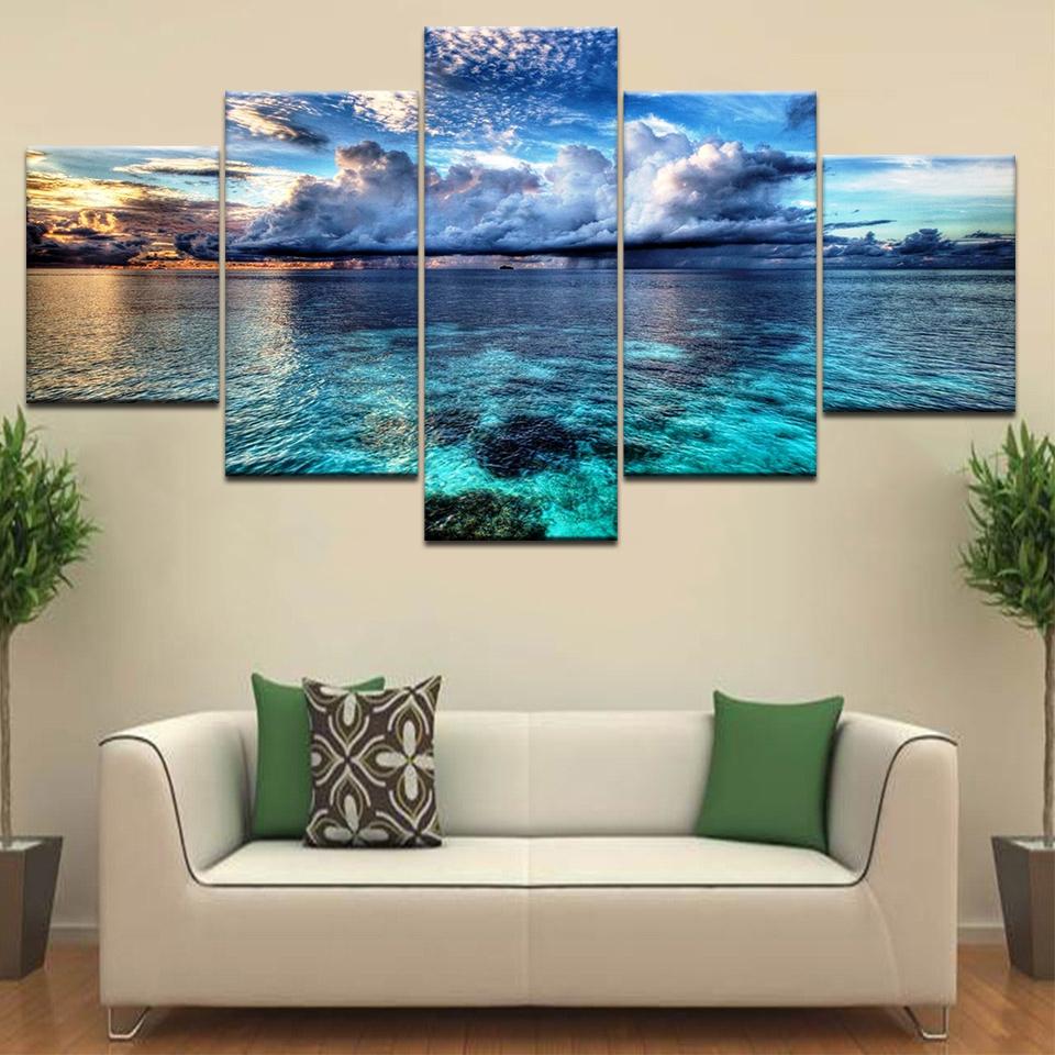 

5 Panel/piece HD Print Vast sea clouds seascape modern wall posters Canvas Art Painting For home living room decoration 20x35 20x45 20x55cm