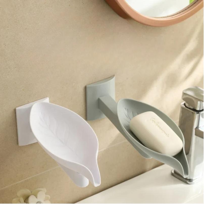 New Leaf Shape Soap Box Drain Soap Holder Box Bathroom Toilet Laundry Soap Box Bathroom Supplies Tray Gadgets