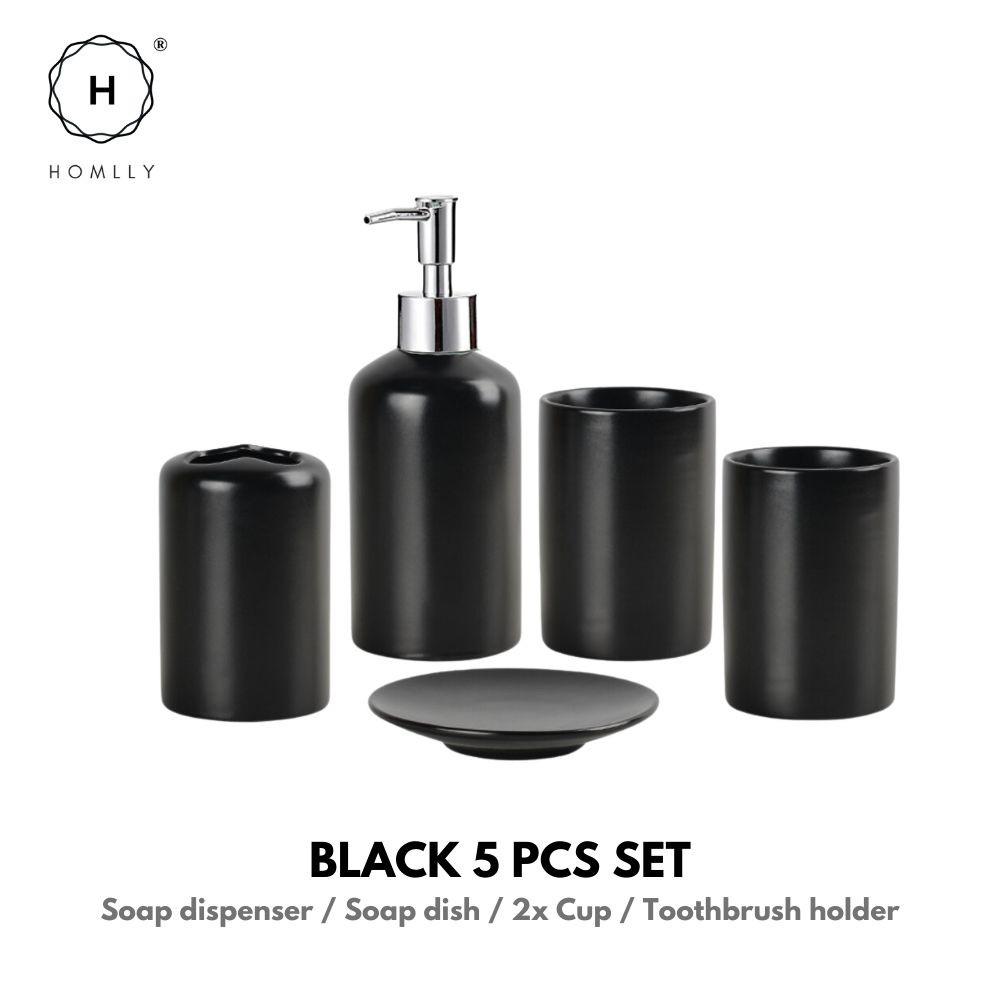 Homlly 5 pieces Bathroom Vanity Soap Dispenser Ceramic Set