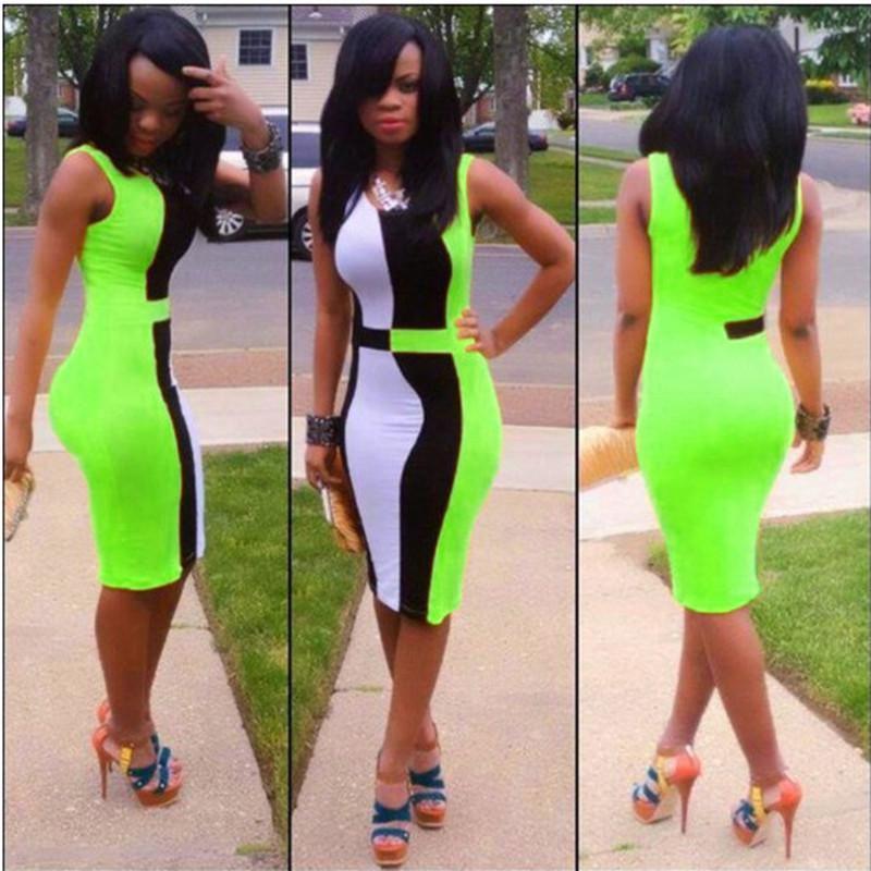 Elegant Colorful Sexy Fashion Bodycon Women Dress Sleeveless Fit Leisure Slim Design