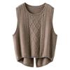 Pure Wool Vest Women's Spring and Autumn Stacked Wear Loose Short Split Solid Color Knitted Sweater Vest