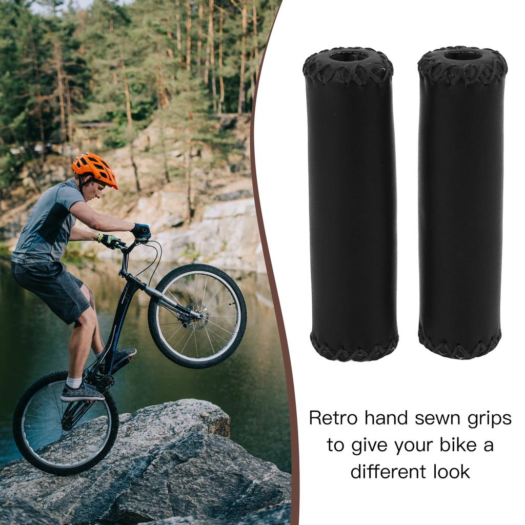 Bike Handlebar Grip Retro PU Leather   Handle Grips   Wear Resistant Handlebar Cover