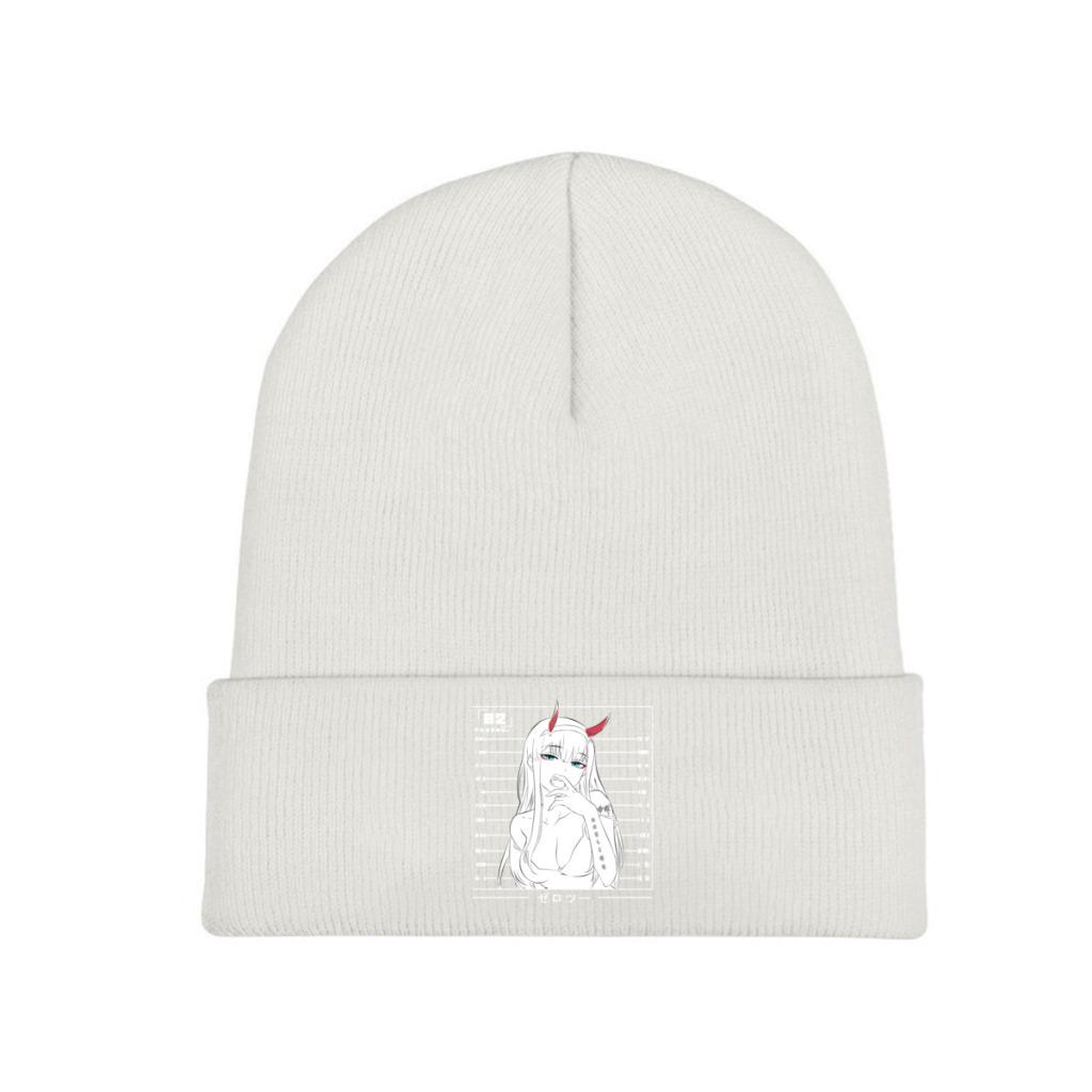 Zero Two Darling In The Franxx Knitted Caps Women's Unisex's Beanie Autumn Winter Hat Polyester Sexy Crochet Cap