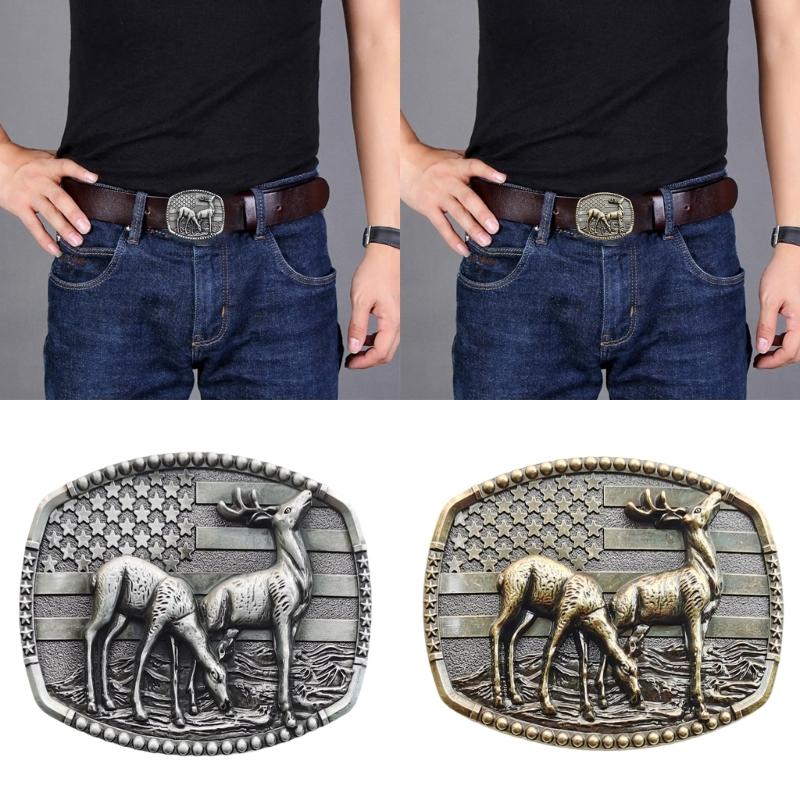 Engraved Deer Pattern Belt Buckle For Men And Women Western Belt Buckle for 1.5Inch Width Belt Waistband Accessories
