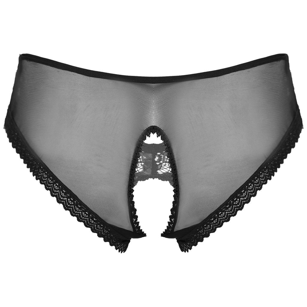 Pánské krajkové, síťované průhledné kalhotky Pure Light bez rozkroku Spodní prádlo Sissy s mašličkami Noční plavky na ramínka