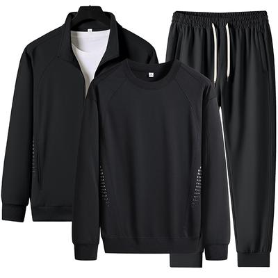 Dreiteiliger Mid-Sportanzug für Herren, Frühling und Herbst, lässiger Herbst-Kapuzenpullover