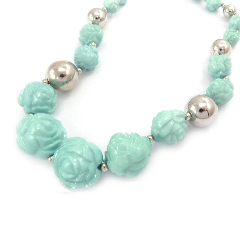 Les Trésors De Lily [J8256] - Designer Necklace 'Rosa Romantica' Sea Green