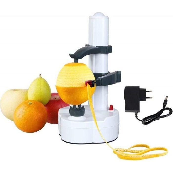 Éplucheur Electrique avec Adaptateur,Multifonction Cuisine Automatique Épluche pour Pommes de Terre,Fruits et Légumes-Blanc