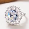 Huitan Gorgeous White/Pink/Blue Cubic Zirconia Wedding Rings for Women  Color Temperament Luxury Female Jewelry Party Gift