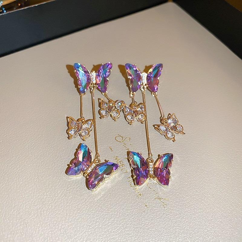 Retro Court Style Silver Needle Zircon Flower Fringed Earrings Light Luxury High-end Stud Earrings Simple Fashion Temperament Earrings