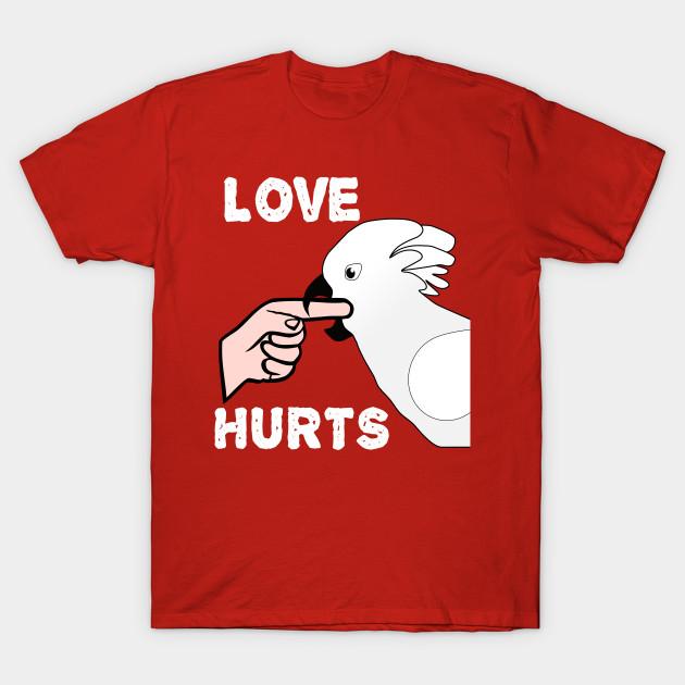 Men Black Print T-shirt Love Hurts Umbrella Cockatoo Parrot Biting No-Cut Transfer Paper Print Cotton Tshirt L красный